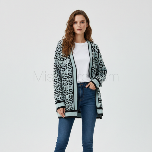 Chic Oversized Patterned Cardigan.