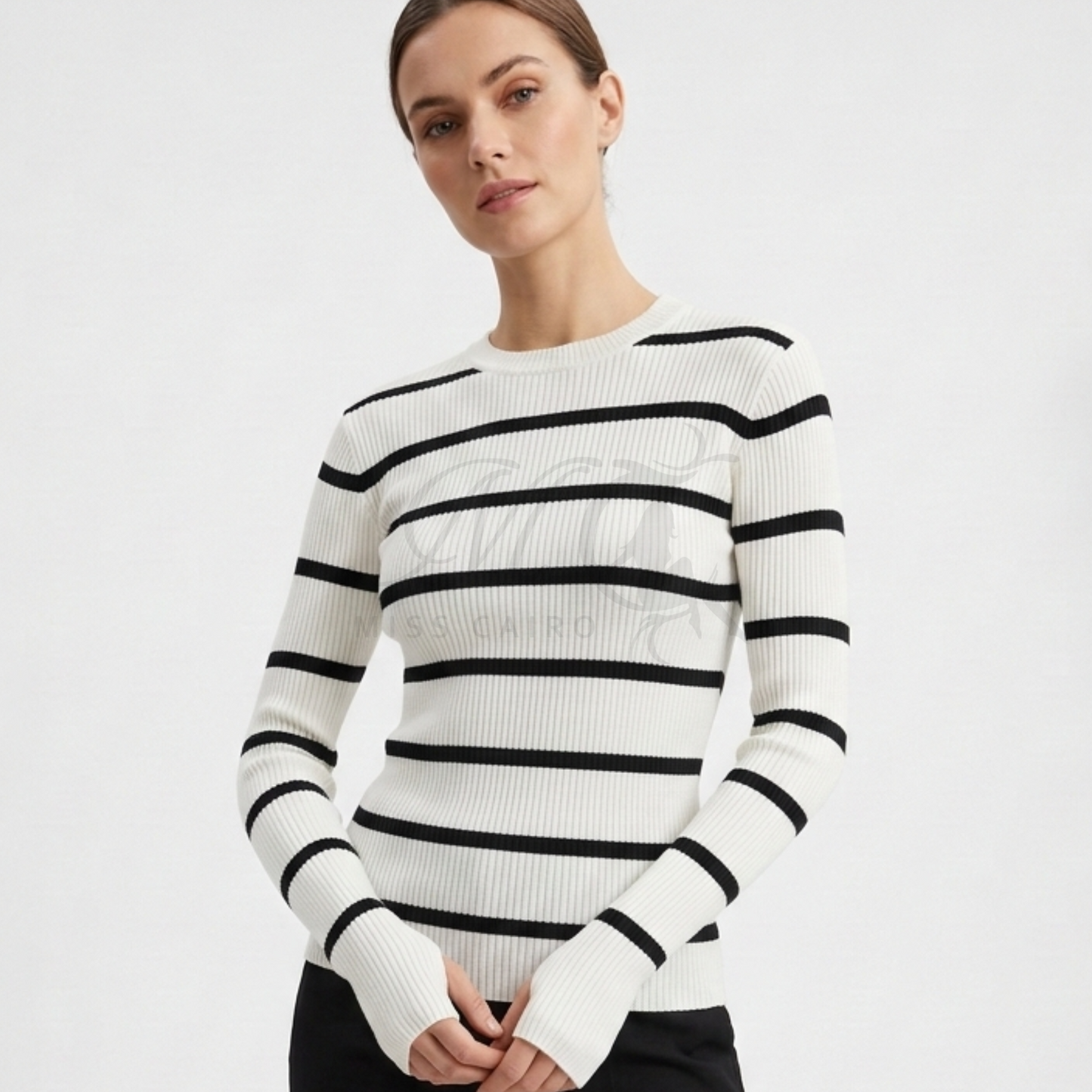 Chic striped ribbed knit.
