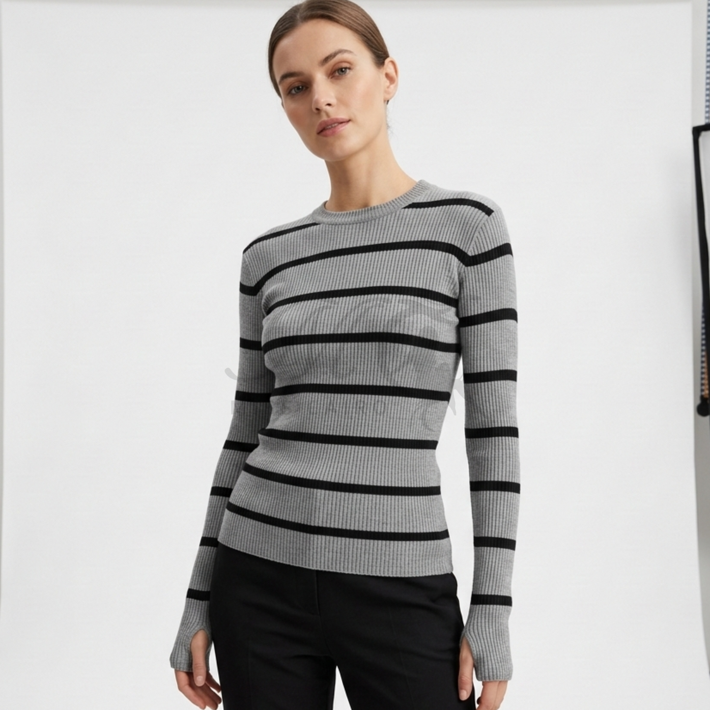 Chic striped ribbed knit.