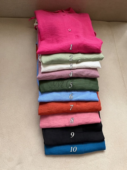 Linen Shirt with side tie-up