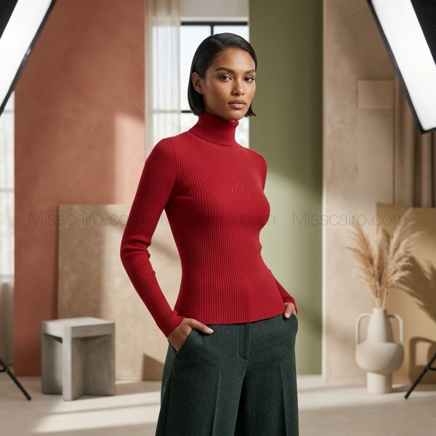 Chic Ribbed Knit High-Neck.