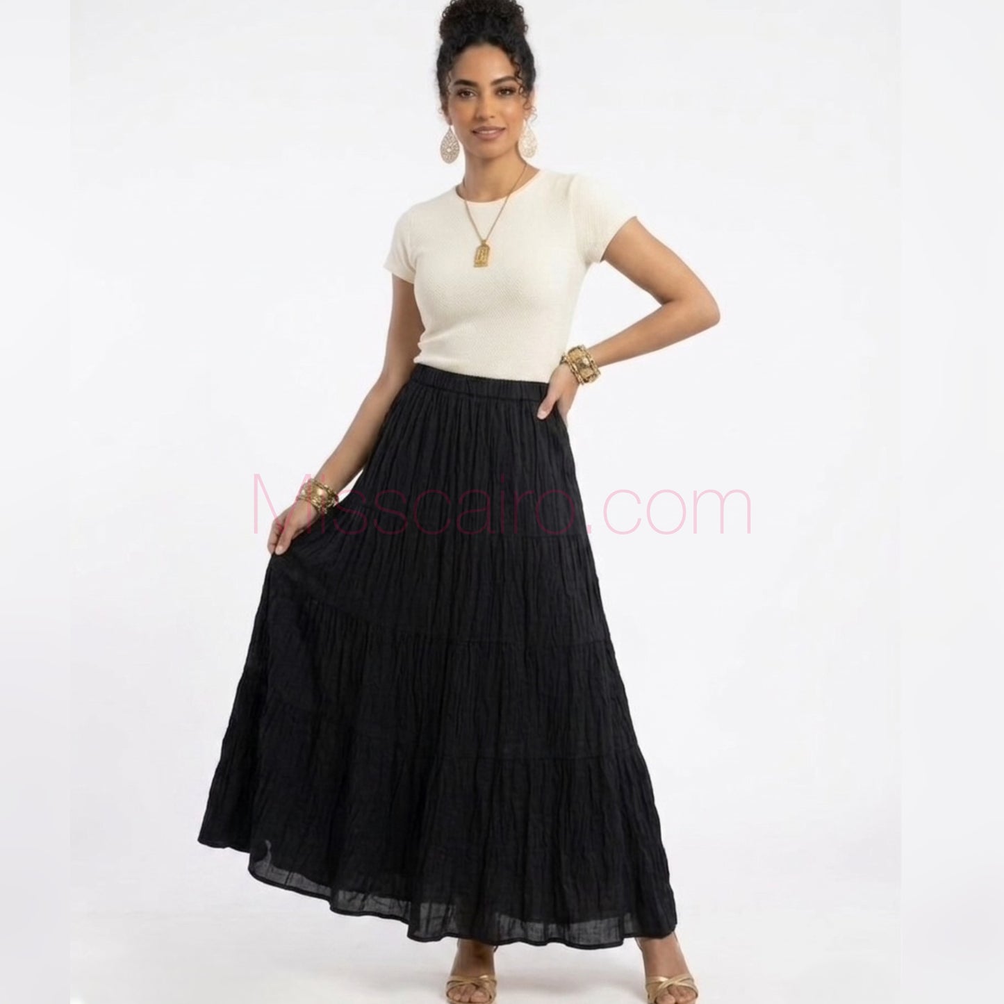 Maxi crinkled skirt