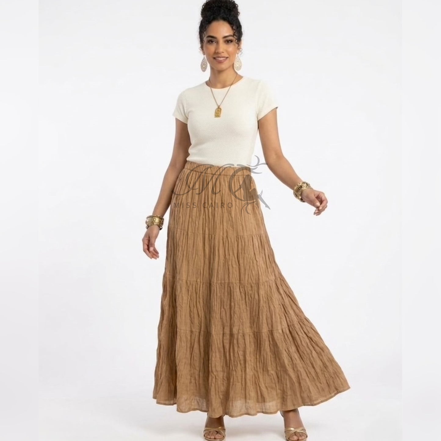 Maxi crinkled skirt