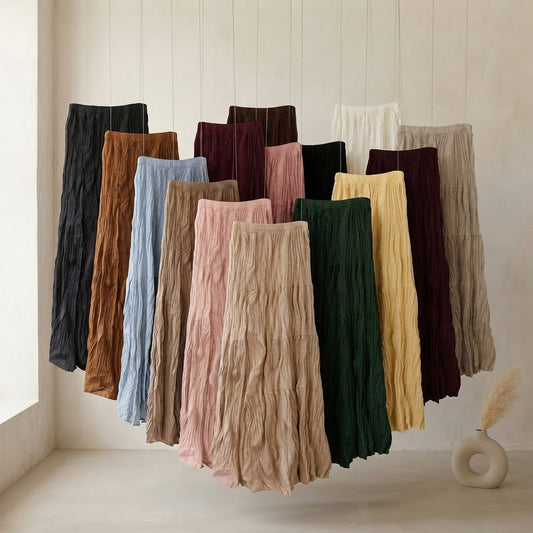 Maxi crinkled skirt