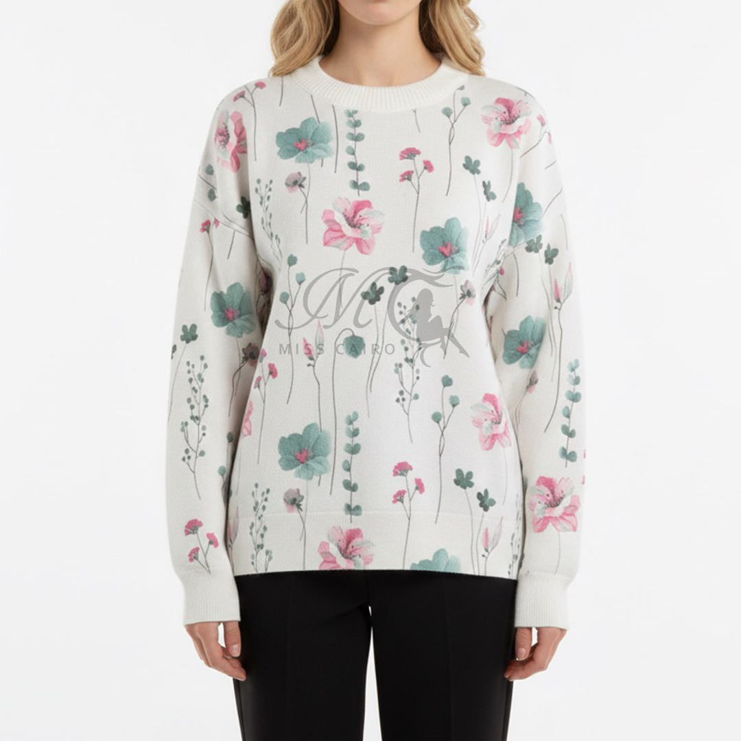 Floral printed knit sweater 555