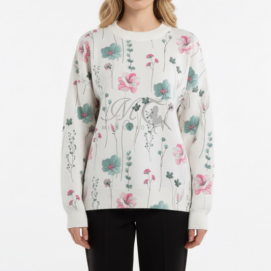 Floral printed knit sweater 555